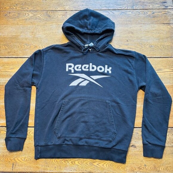 Reebok Sweater Mens Medium Black Casual Pullover Hoodie Sweatshirt - Picture 1 of 12